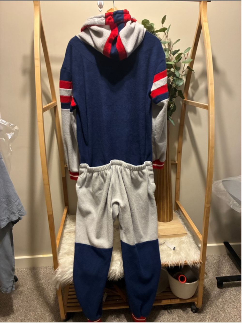 New England Patriots Fleece Onesie - Navy, Gray, Red - Picture 4 of 5